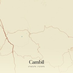 Retro Spanish map of Cambil, Andaluc�a. Vintage street map.