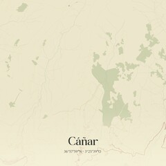 Retro Spanish map of C��ar, Andaluc�a. Vintage street map.