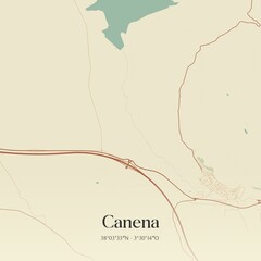 Retro Spanish map of Canena, Andaluc�a. Vintage street map.