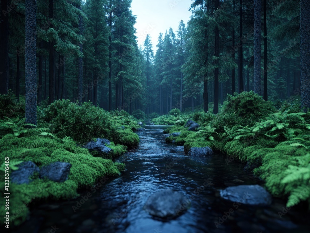 Poster experience the captivating beauty of nature with soft glow merging with gentle shade, a tranquil and