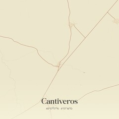 Retro Spanish map of Cantiveros, Castilla y Le�n. Vintage street map.
