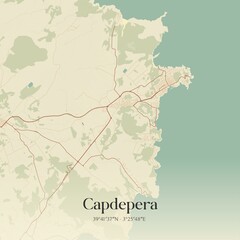 Obraz premium Retro Spanish map of Capdepera, Islas Baleares. Vintage street map.