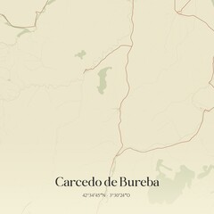 Obraz premium Retro Spanish map of Carcedo de Bureba, Castilla y Le�n. Vintage street map.