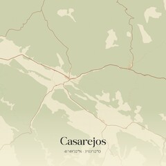 Retro Spanish map of Casarejos, Castilla y Le�n. Vintage street map.