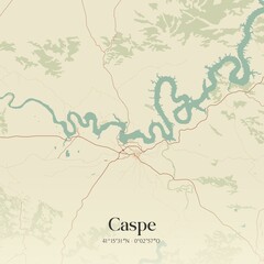 Retro Spanish map of Caspe, Arag�n. Vintage street map.