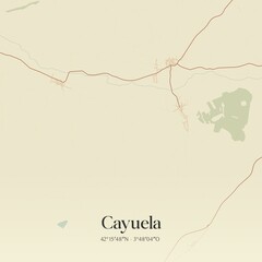 Retro Spanish map of Cayuela, Castilla y Le�n. Vintage street map.