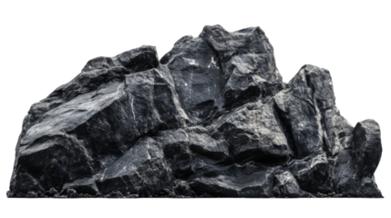 Large jagged rock formation with transparent background. Transparent background