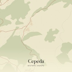 Obraz premium Retro Spanish map of Cepeda, Castilla y Le�n. Vintage street map.