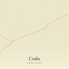 Retro Spanish map of Codo, Arag�n. Vintage street map.