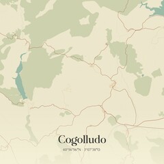 Obraz premium Retro Spanish map of Cogolludo, Castilla-La Mancha. Vintage street map.