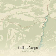 Obraz premium Retro Spanish map of Coll de Narg�, Catalu�a. Vintage street map.