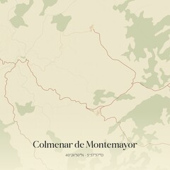 Retro Spanish map of Colmenar de Montemayor, Castilla y Le�n. Vintage street map.