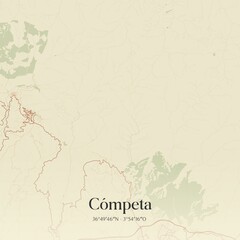 Retro Spanish map of C�mpeta, Andaluc�a. Vintage street map.