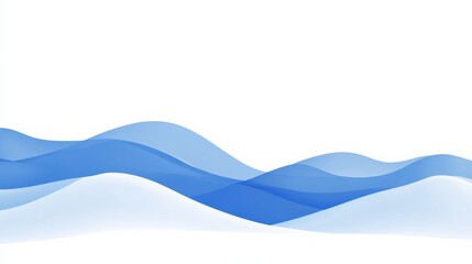 Abstract blue waves flowing across a white background, creating a serene and calming atmosphere