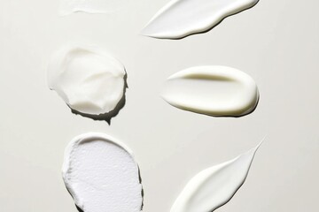 Creamy textures of skincare products on a light background, showcasing organic moisturizer and aloe vera gel, ideal for beauty and wellness concepts