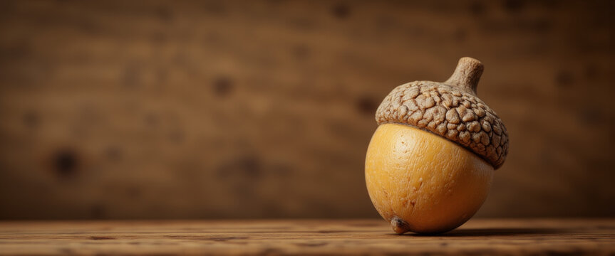 Acorn with a natural vibe representing growth against a wooden background