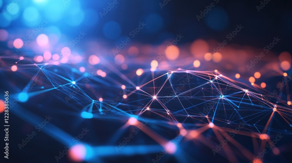 Poster abstract network connection: digital data flow visualization