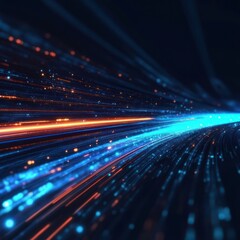 Abstract Digital Speed: Neon Trails of Light and Data