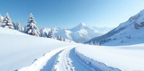 Obraz premium Untouched powder snow, pristine white expanse, holiday, nature image, arctic