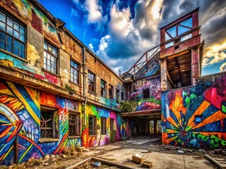 Naklejka premium Vibrant Abstract Graffiti Art: Urban Exploration Photography