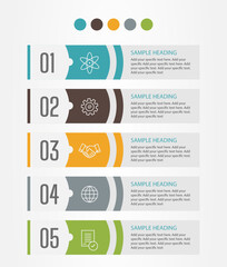 Five step rectangle shape infographics template design, 5 step bus, step by step infographics design