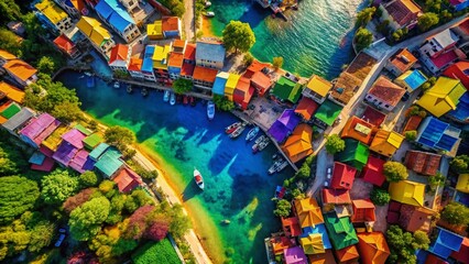 Fototapeta premium Vibrant Color Burst Aerial Photography Background for Marketing & Design