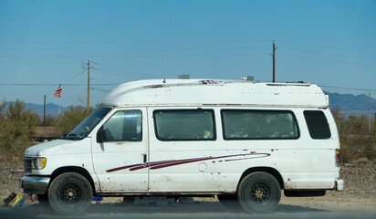Homemade Van Camper Camping in the Desert