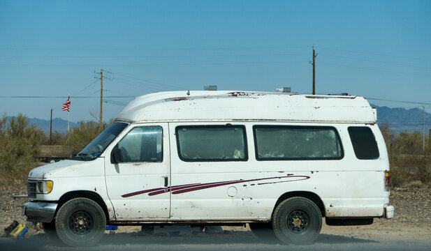 Homemade Van Camper Camping in the Desert
