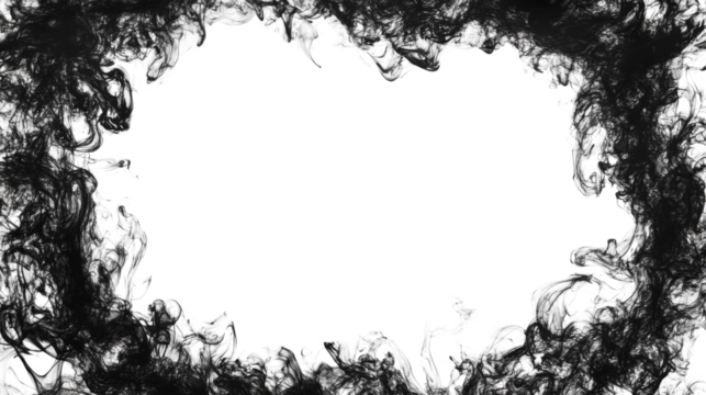 Dark smoky frame with transparent center background. Transparent background - Powered by Adobe
