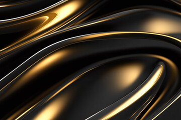 Obraz premium Luxurious Gold and Black Silk Fabric with Elegant Satin Folds, Shimmering Metallic Texture, and Premium Design for Glamorous Backdrops