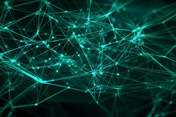 Abstract background with glowing teal network connecting the dots with lines seamlessly