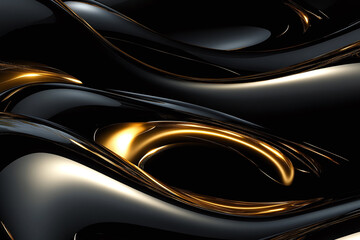 Luxurious Gold and Black Silk Fabric with Elegant Satin Folds, Shimmering Metallic Texture, and Premium Design for Glamorous Backdrops