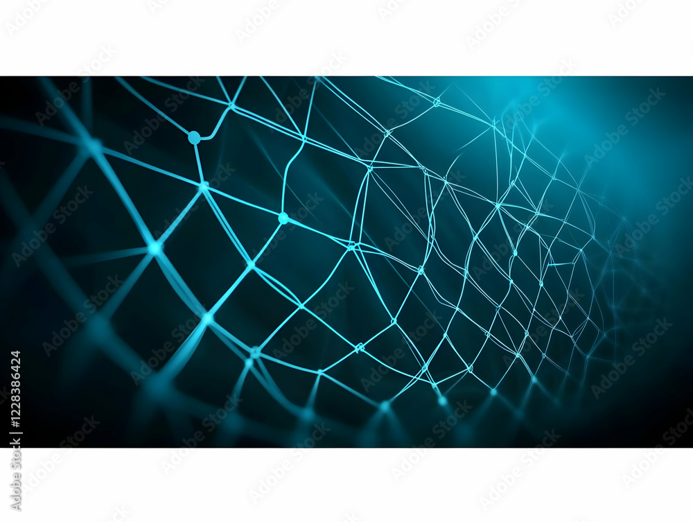 Poster abstract 3d network structure creates futuristic interconnected nodes on dark background with digita