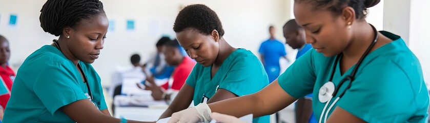 Obraz premium Healthcare workers conducting community health screenings