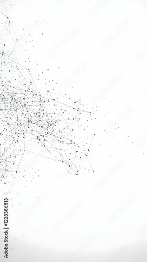 Aufkleber abstract network illustration depicts interconnected nodes and lines on white background