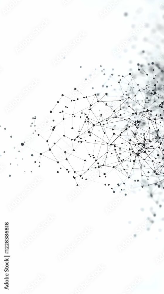 Poster abstract network illustration connects dots and lines dynamically on white background representing t