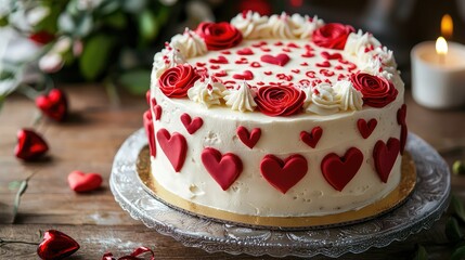 Delightful Heart Decorated Cake for Romantic Celebrations