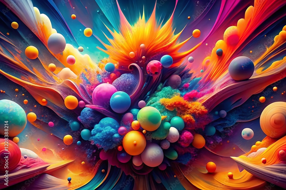 Aufkleber vibrant pop art color explosion: generative ai abstract background