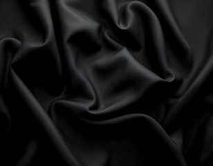 Obraz premium Sleek Black Abstract Fabric Texture Background/This black abstract background features a beautifully textured fabric surface with smooth folds and shadows that create depth. Its rich, dark tones provi