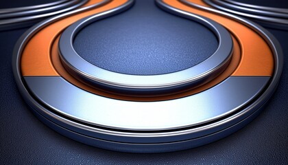 Abstract metallic design with orange and silver circles