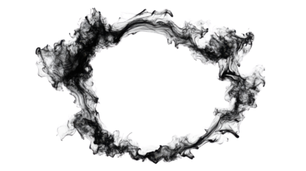 Abstract black smoke ring on transparent background. Transparent background