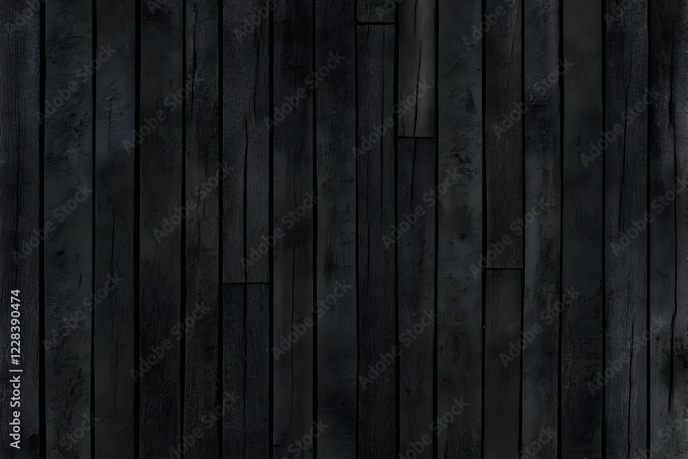 Poster black wooden planks form a textured background with vertical slats in a rustic style