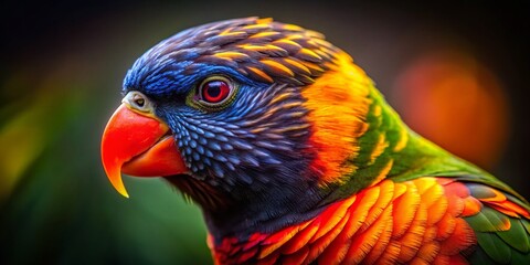 Vibrant Toucan in Low Light: Striking Orange and Yellow Beak
