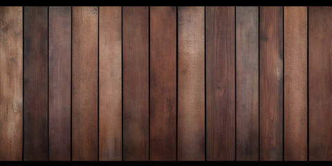 Dark Brown Wooden Planks Form a Rustic Background Texture with Vertical Slats