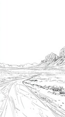 Fototapeta premium Scenic Desert Landscape Illustration with Mountainous Backdrop