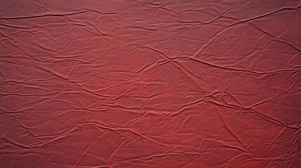 Crumpled Red Leather Texture Background Shows Wrinkles and Creases Close Up Detail