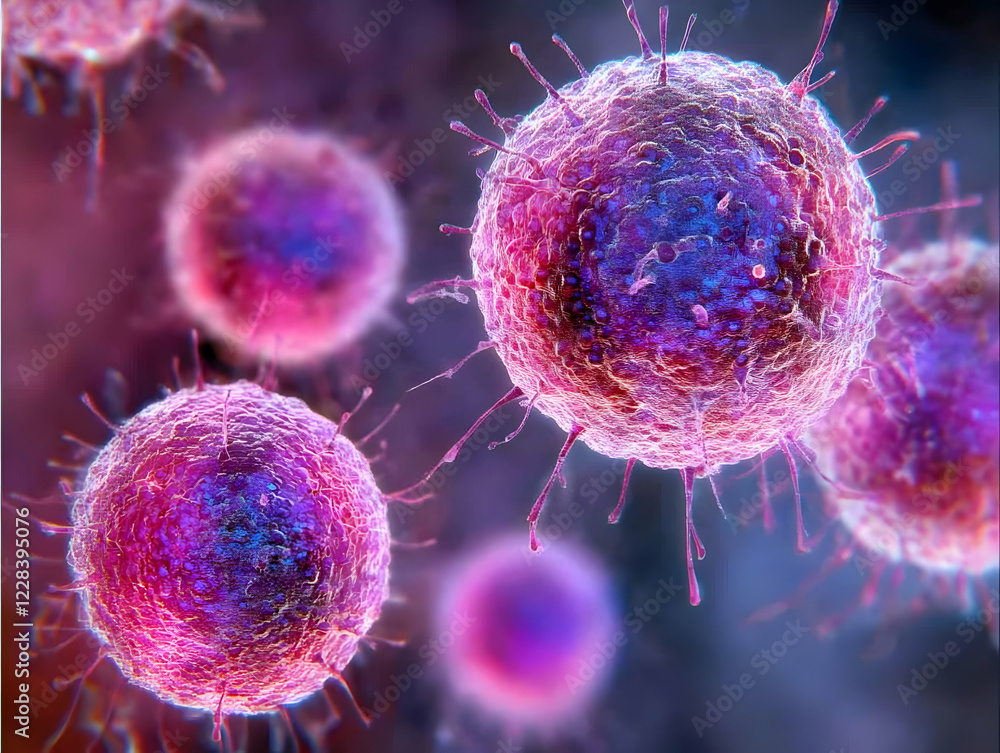 Aufkleber microscopic view of cells shows intricate surface textures and cellular interactions in a biological