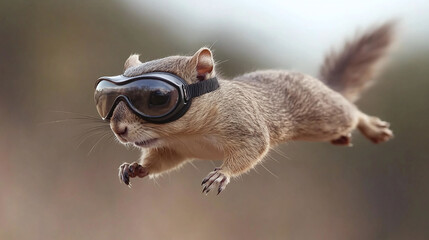 Obraz premium Enchanting Flying Squirrel Donning Aviator Goggles on Adventure