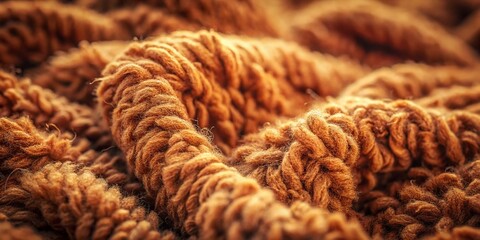 Vintage Brown Fluffy Wool Texture Background: Rustic Fabric Close-up