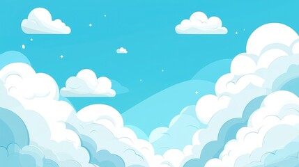 Bright Blue Sky with Soft Clouds and Gentle Background Elements